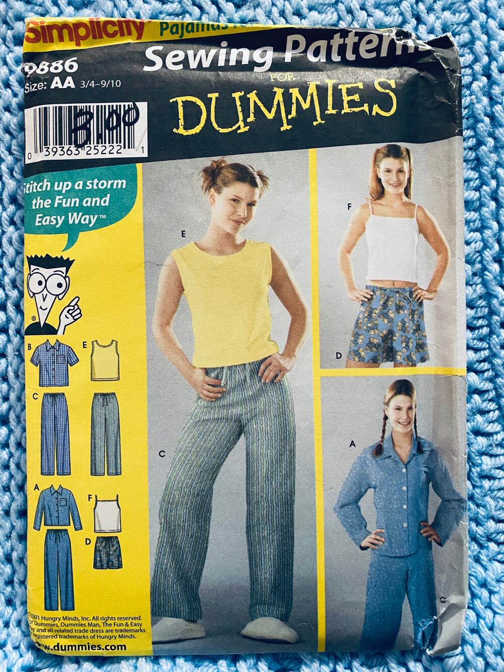 Simplicity  pattern 9886 Kids pajamas top shorts Size 3 4 5 6 7 8 9 10